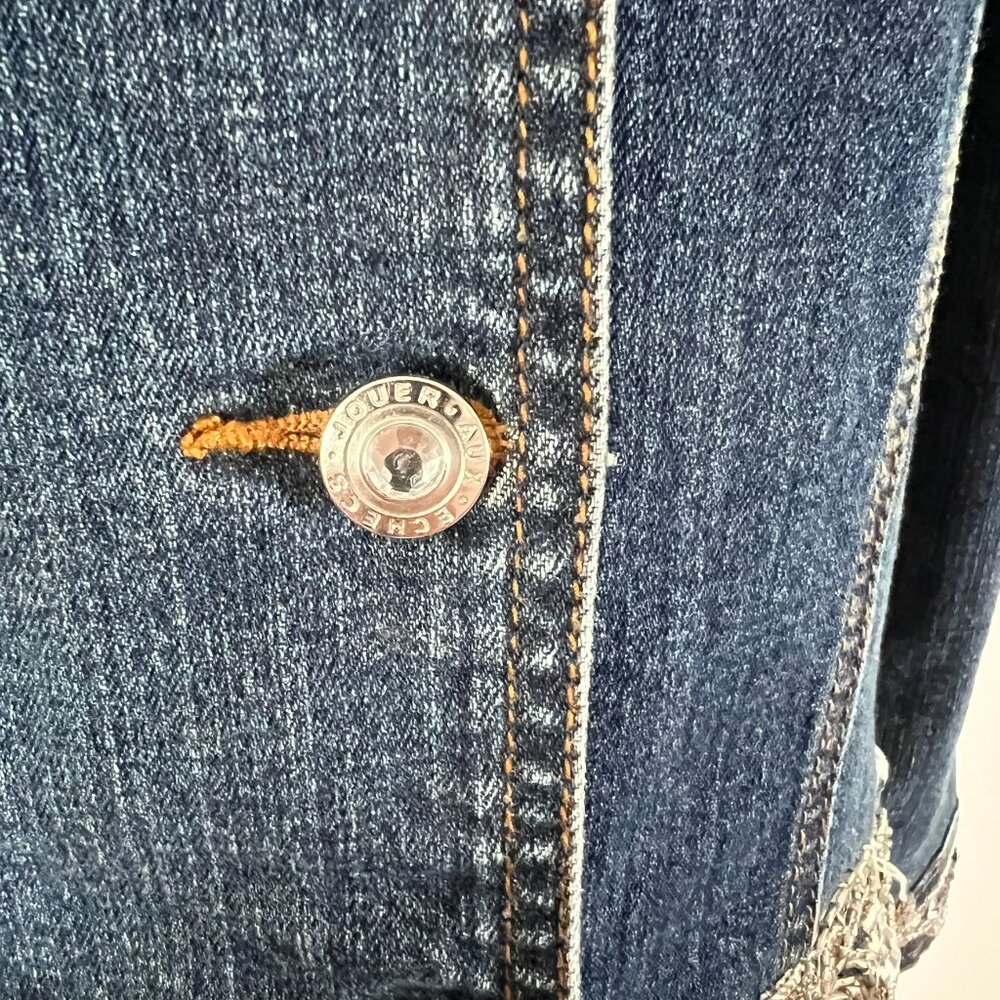 Vintage Cache Denim Jean Jacket Rhinestones Sequin Jouer Aux Echecs collab - Picture 4 of 15